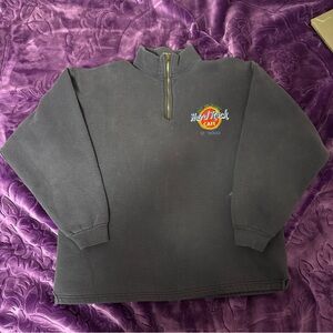 Vintage Hard Rock Cafe St Thomas Blue Quarter Zip Pullover Sweater L